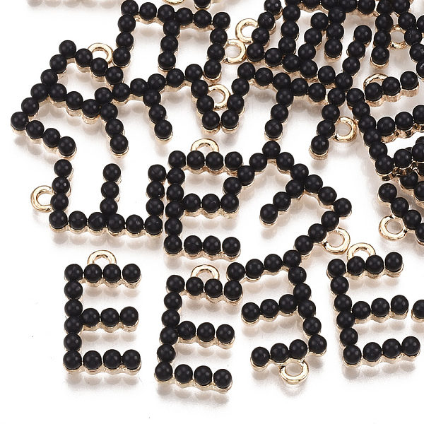 

PandaHall Acrylic Pendants, with Alloy Findings, Letter, Light Gold, Black, Letter.E, 17.5x10x3.5mm, Hole: 1.8mm Alloy+Acrylic Letter E...