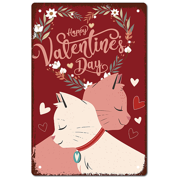 

PandaHall Tinplate Sign Poster, Vertical, for Home Wall Decoration, Rectangle, for Valentine's Day, Cat Pattern, 300x200x0.5mm Tinplate Cat..., Red