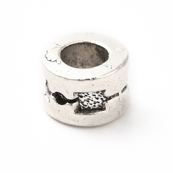 

PandaHall Tibetan Style Alloy European Beads, Large Hole Beads, Column, Antique Silver, 10x7mm, Hole: 5.6mm, about 200pcs/500g Alloy Column