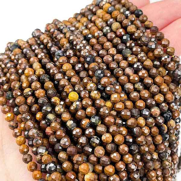 

PandaHall Natural Tiger Eye Beads Strands, Faceted, Round, 3.5mm, Hole: 0.6mm, about 112~114pcs/strand, 15.55~15.75 inch(39.5~40cm) Tiger...