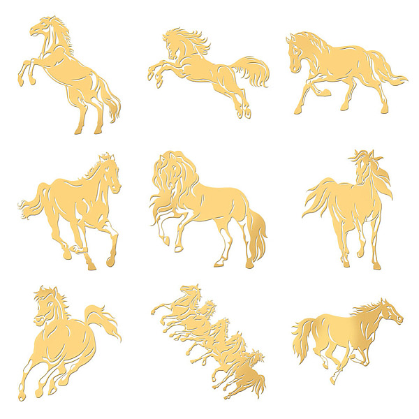 

PandaHall OLYCRAFT 9 Pcs Horse Pattern Stickers Self Adhesive Golden Stickers Horse Pattern Metal Stickers Animial Brass Stickers for DIY...