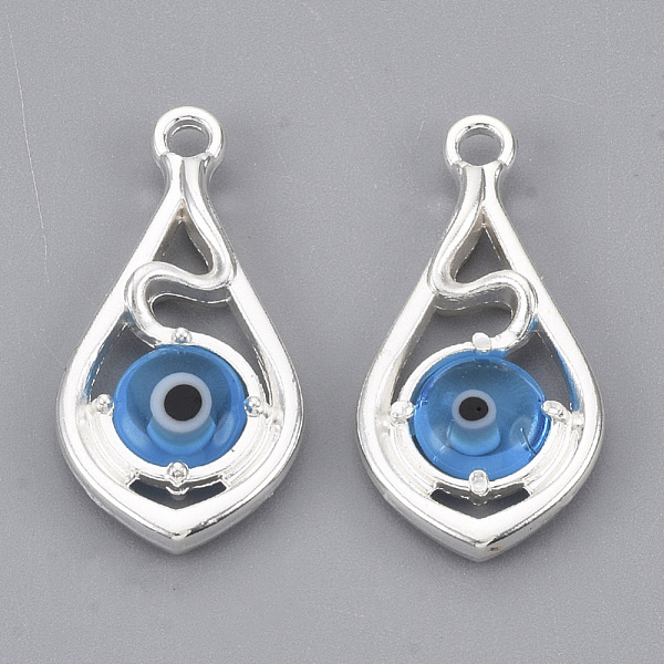 

PandaHall Eco-Friendly Alloy Pendants, with Glass Evil Eye, Nickel Free, Teardrop, Mixed Color, Silver, 21x11x3mm, Hole: 1.6mm Alloy+Glass..., Multicolor