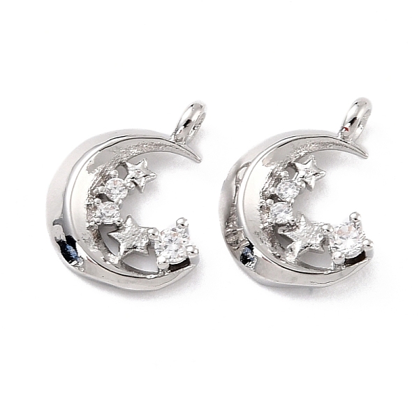 

PandaHall Eco-Friendly Brass Micro Pave Clear Cubic Zirconia Charms, Cadmium Free & Lead Free, Moon, Real Platinum Plated, 11.5x9.5x2.5mm...