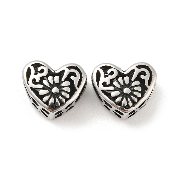 

PandaHall 316 Surgical Stainless Steel Beads, Heart, Antique Silver, 10x12x6.5mm, Hole: 4mm 316 Surgical Stainless Steel Heart