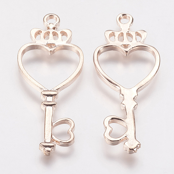 

PandaHall Long-Lasting Plated Alloy Open Back Bezel Pendants, For DIY UV Resin, Epoxy Resin, Pressed Flower Jewelry, Heart Key, Rose Gold...