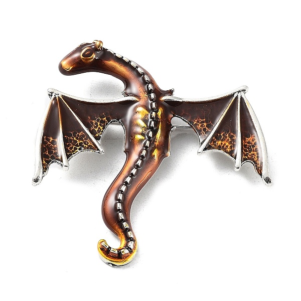 

PandaHall Dragon Alloy Brooch, Enamel Pins, Antique Silver, Saddle Brown, 62x58x11mm Alloy+Enamel Dragon