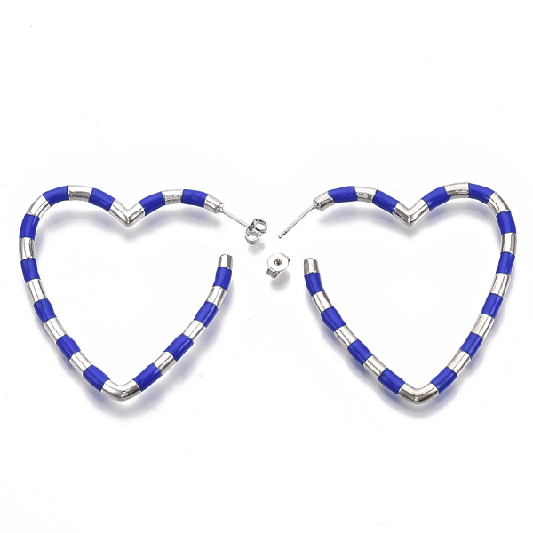 

PandaHall (Jewelry Parties Factory Sale)Brass Stud Earrings, with Enamel and Earring Backs, Heart, Blue, 52~54x51~53x3.5mm, Pin: 0.7mm Brass...