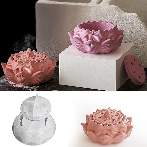 

PandaHall Lotus Flower DIY Silicone Storage Molds, Resin Casting Molds, for UV Resin, Epoxy Resin Jewelry Making, White, 121x48mm, Inner...