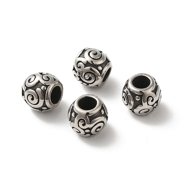 

PandaHall 304 Stainless Steel European Beads, Large Hole Beads, Barrel with Vortex, Antique Silver, 11.5x10mm, Hole: 5mm 304 Stainless Steel...