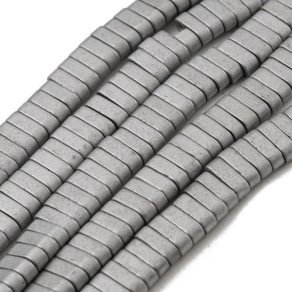 

PandaHall Electroplated Non-magnetic Synthetic Hematite Beads Strands, Rectangle, Matte Style, 2-Hole, Silver, 6x2x3mm, Hole: 1.2mm, about...