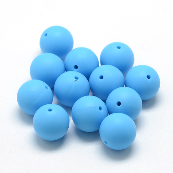 

PandaHall Food Grade Eco-Friendly Silicone Beads, Round, Deep Sky Blue, 12mm, Hole: 2mm Silicone Round Blue
