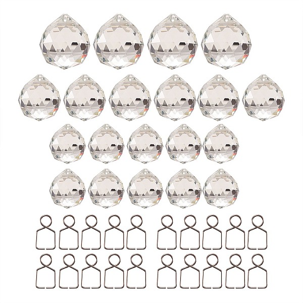 

PandaHall Teardrop Transparent K9 Glass Pendants, Crystal Ball Prism Hanging Pendants, for Windows, Feng Shui, with 304 Stainless Steel...