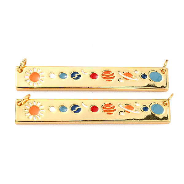 

PandaHall Brass Enamel Pendants Links, Solar System Pendants, with Jump Rings, Long-Lasting Plated, Rectangle & Planet, Colorful, Real 18K...