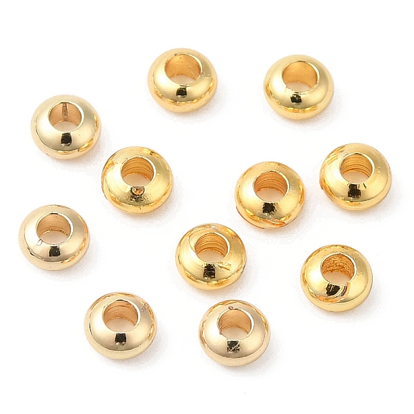 

PandaHall Brass Beads, Cadmium Free & Lead Free, Rondelle, Long-Lasting Plated, Golden, 3x1.5mm, Hole: 1.2mm Brass Rondelle