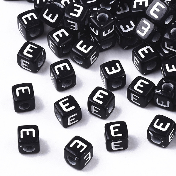 

PandaHall Opaque Acrylic Beads, Horizontal Hole, Alphabet Style, Cube, Black & White, Letter.E, 5x5x5mm, Hole: 2mm, about 5000pcs/500g...