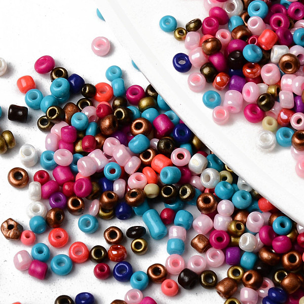 

PandaHall 12/0 Glass Seed Beads, Baking Paint, Round Hole, Round, Mixed Color, 12/0, 2~2.5x1.5~2mm, Hole: 0.8mm, about 44000pcs/bag, about..., Multicolor