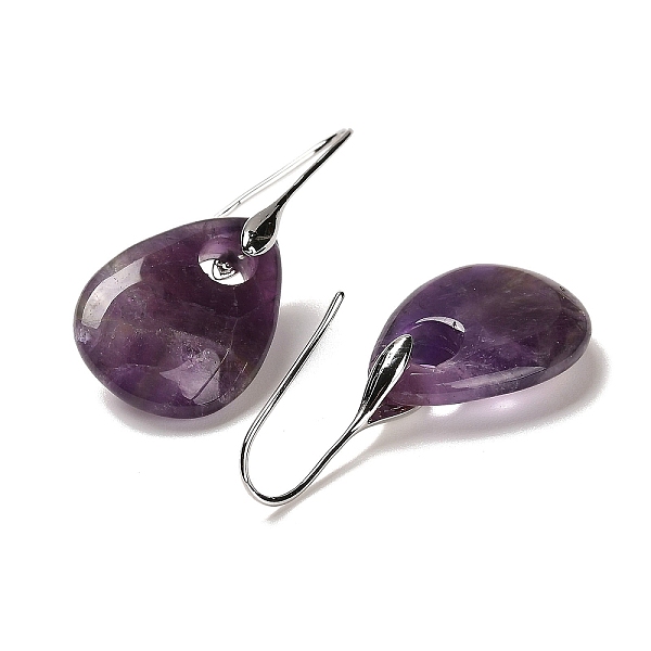 Natürliche Amethyst Teardrop Baumeln Ohrringe