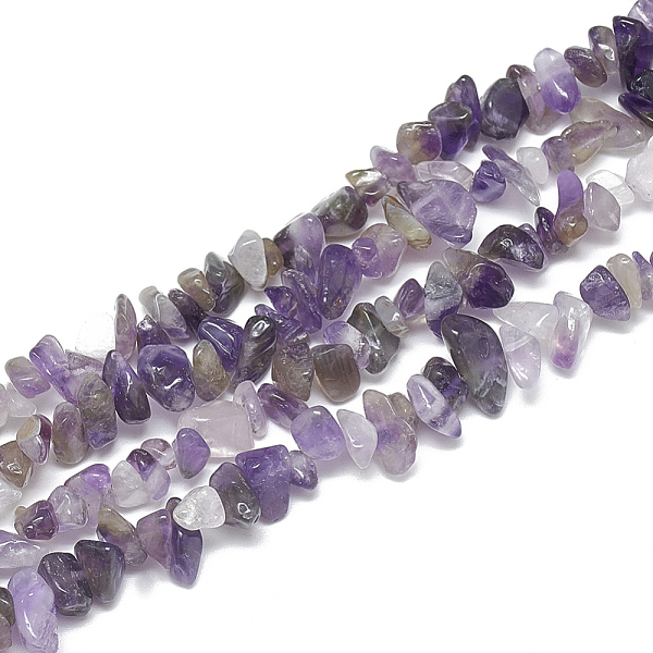 PandaHall Natural Amethyst Beads Strands, Chip, 5~11x3~9x1~9mm, Hole: 1mm, about 200~300pcs/strand, 33.8 inch Amethyst Chip