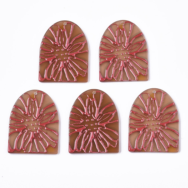 

PandaHall Cellulose Acetate(Resin) Pendants, 3D Printed, Half Oval with Sakura Flower, Sienna, 36x27.5x2mm, Hole: 1.6mm Cellulose Acetate..., Brown