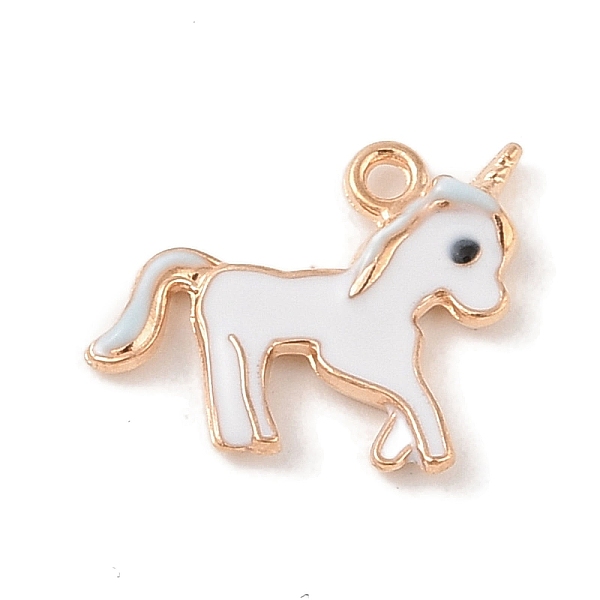 

PandaHall Alloy Enamel Pendants, Light Gold, Unicorn Charm, White, 14x17x2.5mm, Hole: 1.5mm Alloy+Enamel Unicorn White