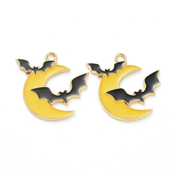 

PandaHall Alloy Enamel Pendants, Jewelry Accessory, Halloween Theme, Light Gold, Moon with Bat, Yellow, 25x25x1.5mm, Hole: 2mm Alloy+Enamel...