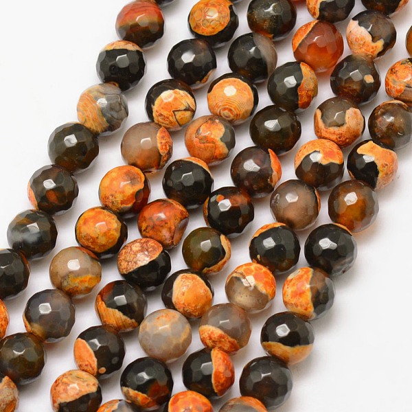 

PandaHall Natural Fire Crackle Agate Bead Strands, Round, Grade A, Faceted, Dyed & Heated, Light Salmon, 8mm, Hole: 1mm, about 47pcs/strand..., Red
