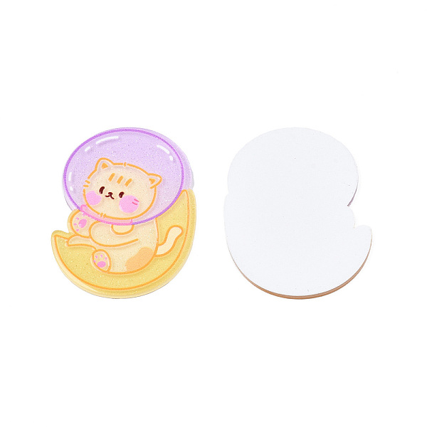 

PandaHall Printed Acrylic Cabochons, with Glitter Powder, Aerospace Style, Cat, Lilac, 42x32x2mm Acrylic Cat Shape Purple