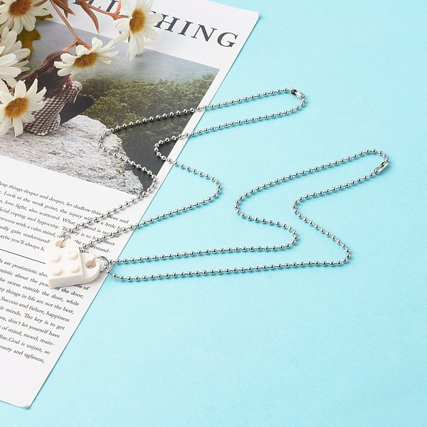 

PandaHall Resin Building Blocks Pendant Necklaces, with 304 Stainless Steel Ball Chain, White, 17.13 inch(435mm), 2pcs/set 304 Stainless...