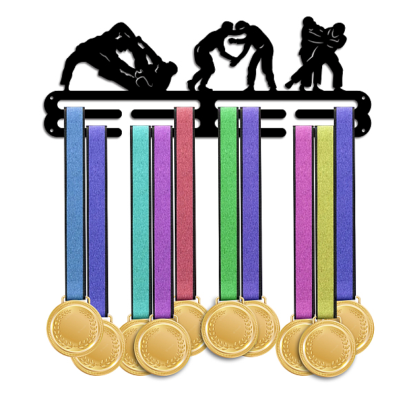 

PandaHall Brazilian Jiu-Jitsu Theme Iron Medal Hanger Holder Display Wall Rack, with Screws, Sports Themed Pattern, 150x400mm Iron Sports