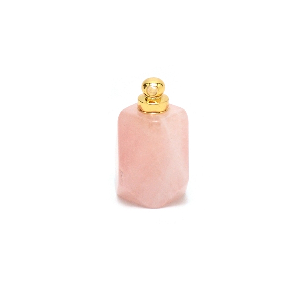 

PandaHall Natural Rose Quartz Pendants, with Golden Zinc Alloy Findings, Openable Perfume Bottle, Polygon, 33x18x23mm, Hole: 2.5mm Rose...