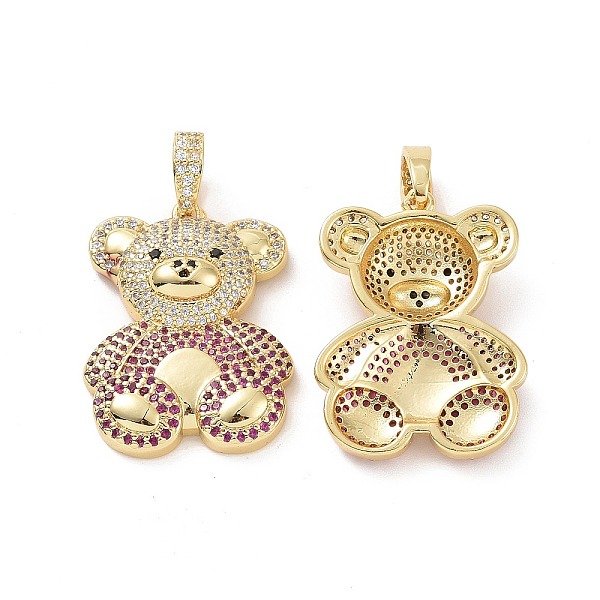 

PandaHall Brass Micro Pave Cubic Zirconia Pendants, Bear Charms, Golden, Deep Pink, 30x22.5x4mm, Hole: 5x7mm Brass+Cubic Zirconia Bear
