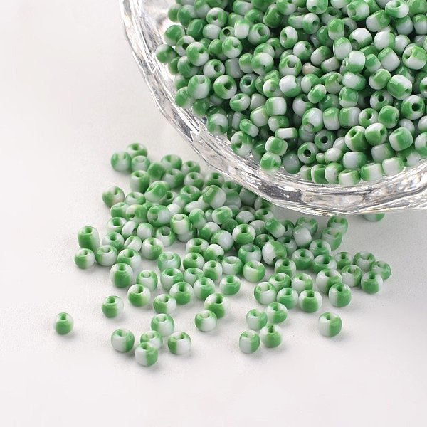 

PandaHall 12/0 Opaque Colours Seep Glass Beads, Round Seed Beads, Spring Green, 1.5~2x2mm, Hole: 0.5mm, about 22500pcs/450g Glass Green