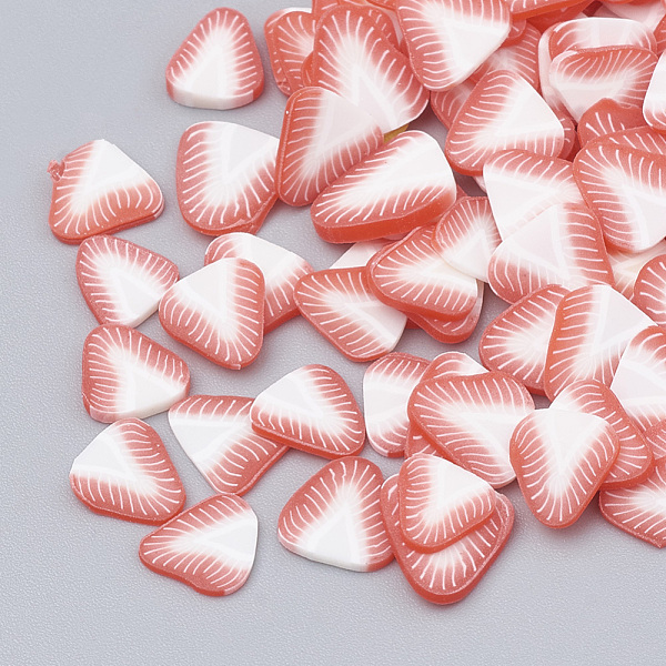 

PandaHall Handmade Polymer Clay Nail Art Decoration, Fashion Nail Care, No Hole, Fruit, Strawberry , Salmon, 4~6x3~6x0.1~3mm Polymer Clay..., Red