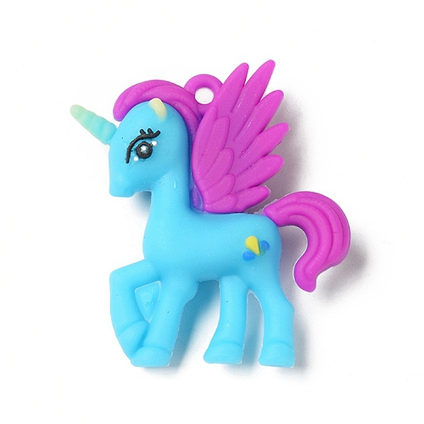 

PandaHall Opaque Resin Pendants, Unicorn Charms, Deep Sky Blue, 45x40x25mm, Hole: 3mm Resin Unicorn