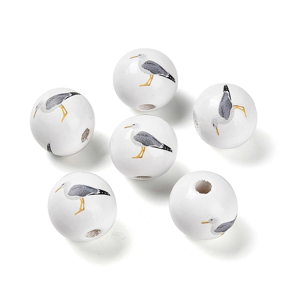 

PandaHall Natural Wood European Beads, Ocean Series 16MM Printed lotus Beads, Large Hole Beads, Bird, 16x15mm, Hole: 4mm Wood Bird