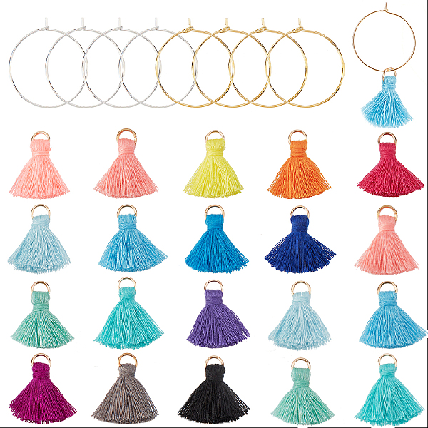 

PandaHall SUNNYCLUE 1 Box 90Pcs Wine Glass Charms Colorful Tassel Drink Charm Markers Wine Tags Glasses Gold Silver Wine Glass Rings for..., Multicolor