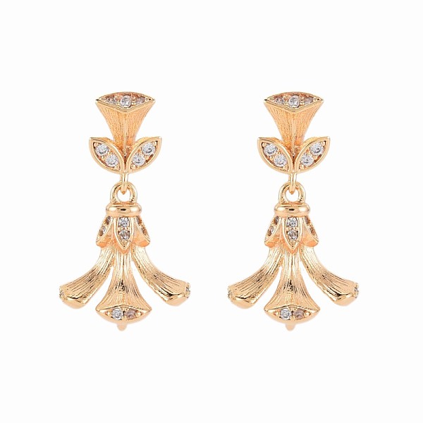 

PandaHall Brass Micro Pave Clear Cubic Zirconia Stud Earring Findings, for Half Drilled Beads, Nickel Free, Tassel Shape, Real 18K Gold...