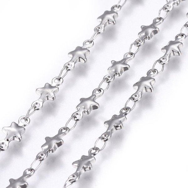 

PandaHall 304 Stainless Steel Link Chains, Soldered, Star, Stainless Steel Color, 10x4.5x2mm 304 Stainless Steel