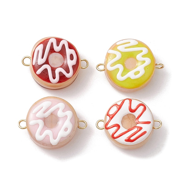 

PandaHall Handmade Lampwork Enamel Donut Connector Charms, with Golden Tone 304 Stainless Steel Double Loops, Mixed Color, 14.5x19.5x7.5mm..., Multicolor