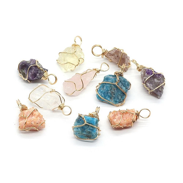 Raw Rough Natural Mixed Gemstone Pendants