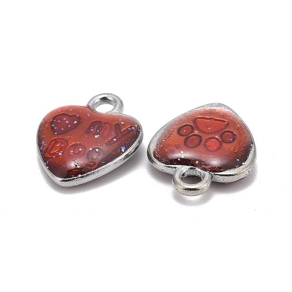 

PandaHall Alloy Enamel Charms, Cadmium Free & Lead Free, Heart with Foot Print and Word, Platinum Metal Color, Red, 15x12x3mm, Hole: 2mm...