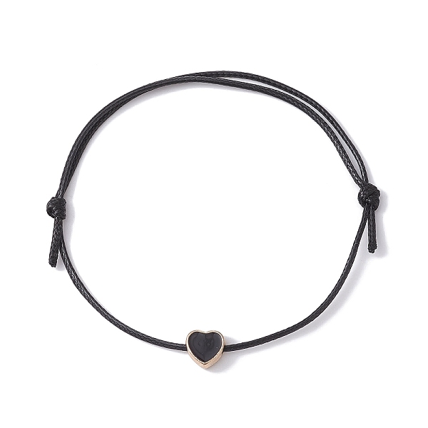 

PandaHall Alloy Enamel Heart Braided Bead Bracelet, Waxed Polyester Cords Adjustable Bracelet, Black, Inner Diameter: 3-1/2 inch(9cm) Alloy...