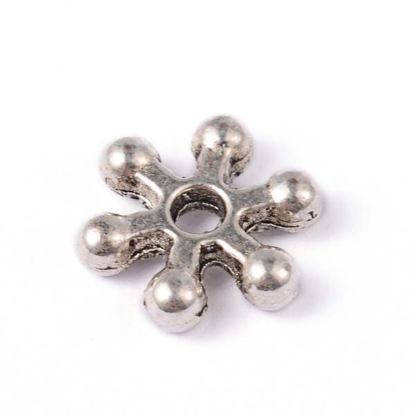 

PandaHall Alloy Daisy Spacer Beads, Flower, Lead Free & Cadmium Free, Antique Silver, 7x2mm, Hole: 1.5mm Alloy Flower