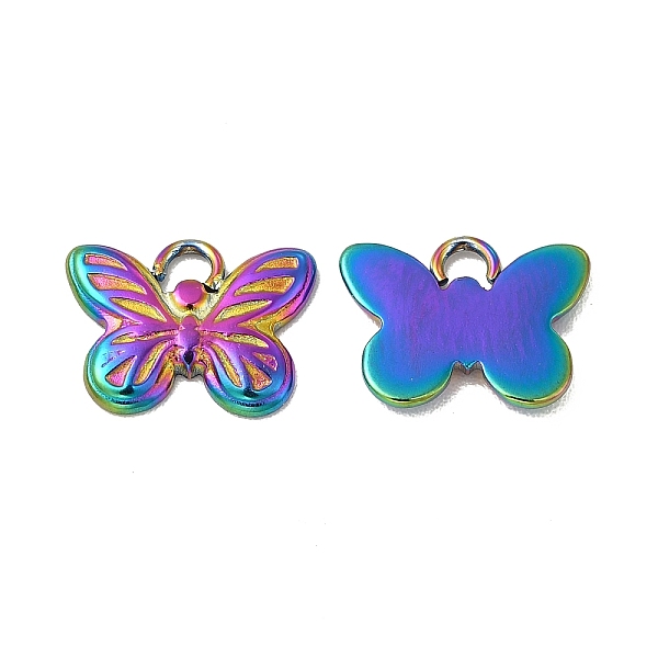 

PandaHall Ion Plating(IP) 304 Stainless Steel Pendants, Butterfly Charm, Rainbow Color, 9x11.5x1mm, Hole: 1.6mm 304 Stainless Steel...