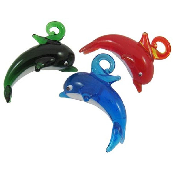 

PandaHall Handmade Lampwork Pendant, Dolphin, Mixed Color, 38x26mm Lampwork Dolphin Multicolor