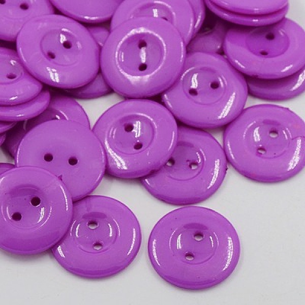 PandaHall Acrylic Sewing Buttons for Costume Design, Plastic Shirt Buttons, 2-Hole, Dyed, Flat Round, Dark Orchid, 21x2.5mm, Hole: 1mm...