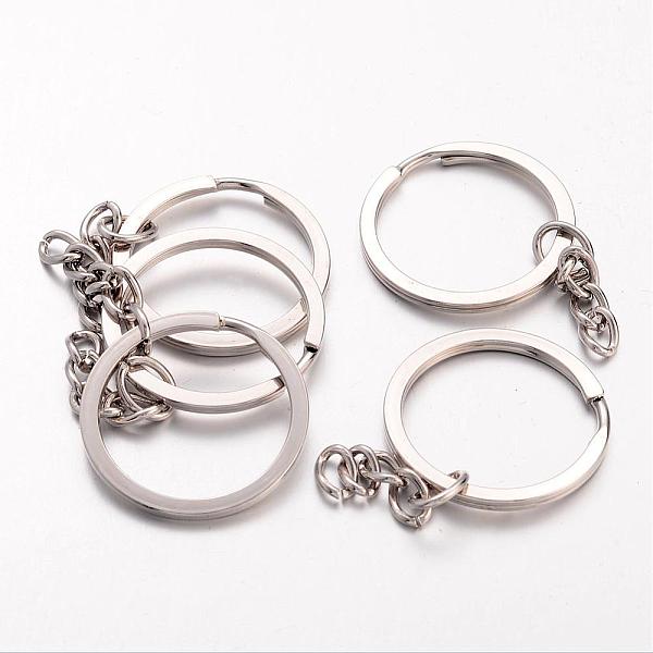 

PandaHall Iron Split Key Rings, Platinum, 30x2mm, Inner Diameter: 25mm Iron Ring