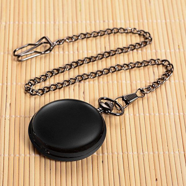 

PandaHall Openable Flat Round Alloy Pendant Pocket Watches, Quartz Watches, with Iron Chains, Gunmetal, 355mm, Watch Head: 57x41x14mm, Watch...