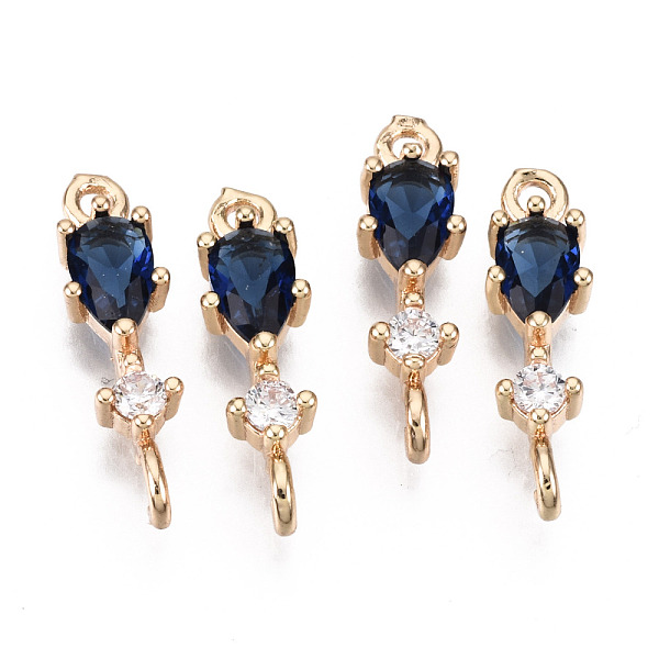 

PandaHall Brass Micro Pave Cubic Zirconia Links Connectors, with Glass, Long-Lasting Plated, Light Gold, Teardrop, Prussian Blue, 17x5x3.5mm...