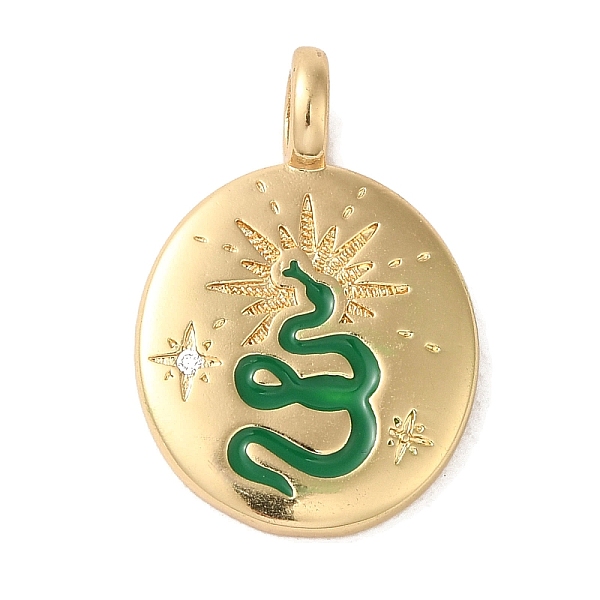 

PandaHall Brass Micro Pave Clear Cubic Zirconia with Enamel Pendants, Real 18K Gold Plated, Snake, 25x17x6.5mm, Hole: 4mm Brass+Cubic...